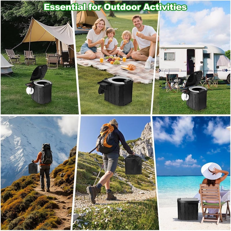 Ryscam Portable Toilet, Camping Toilet with Lid, Portable Travel Folding Toilet with Bags, Suitable for Camping, Hiking, Car Travel,Truck, RV, Boating, Road Trips, Beach - Image 4